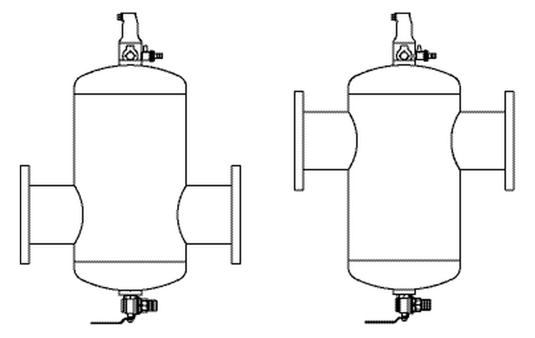 Pneumatex Abscheider Zeparo ZIO 100F, DN 100, waagerechter Einbau