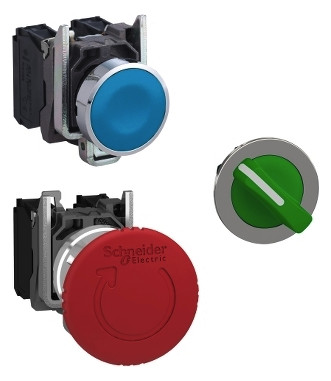 Drucktaster 1f bl rnd Ø22,5mm 1S IP66 fl Tastend