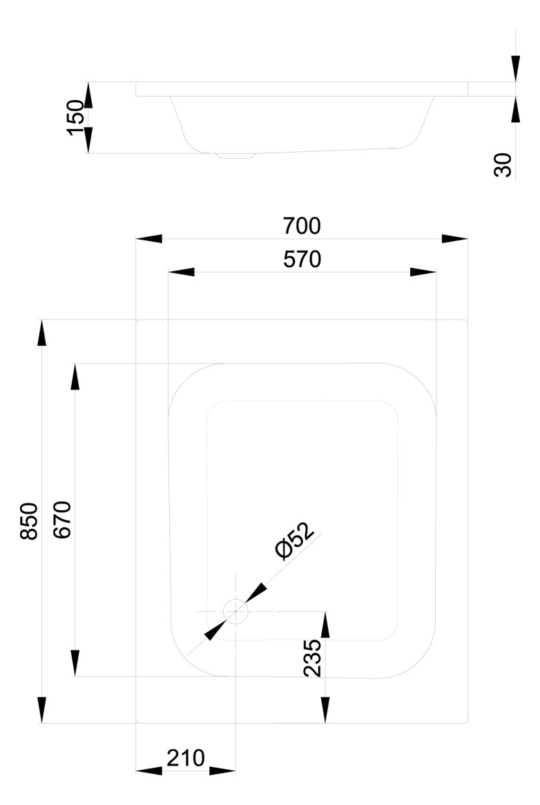 Duschwanne BetteQuinta 85x70x15cm, capri