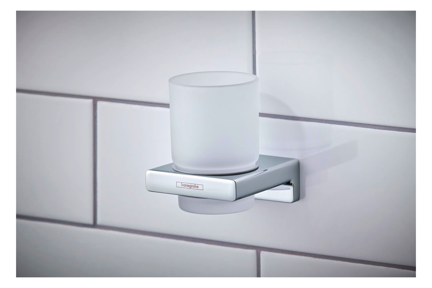 hansgrohe Zahnbecher AddStoris mit Glas, Wandmontage, Metall, chrom