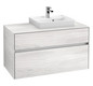 V&B Waschtischunterschrank Collaro 100x54,8x50cm, Waschtisch rechts, LED-Beleuchtung 7,3 W, white wood