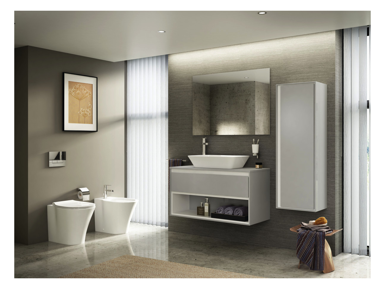 Ideal-Standard Halbhochschrank Connect Air 40x30x120cm, weiß glänzend/hellgrau matt Ideal-Standard Halbhochschrank Connect Air 40x30x120cm, weiß glänzend/hellgrau matt