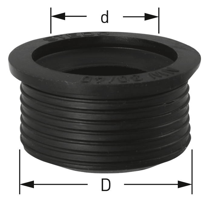 STEDO HT-Nippel 1 1/4", DN 40/50, Ø 54 mm, Ø Rohr 28-37 mm