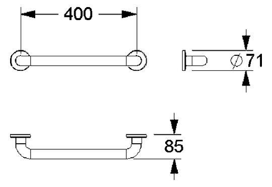 Normbau Haltegriff Nylon Care 400 mm, weiß