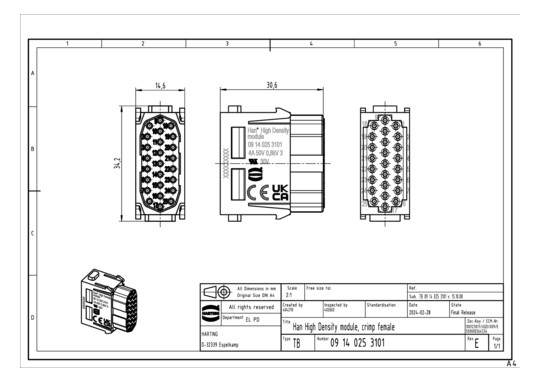 HART HAN High Density Modul  09140253101 
