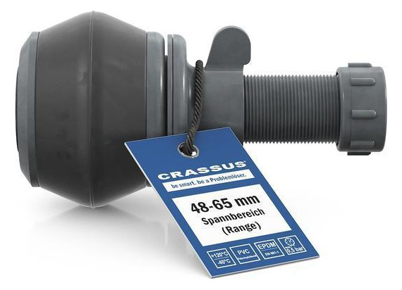 Crassus Schnellverschlussstopfen CSV 60, 48-65 mm, Länge 100 mm, EPDM/PVC