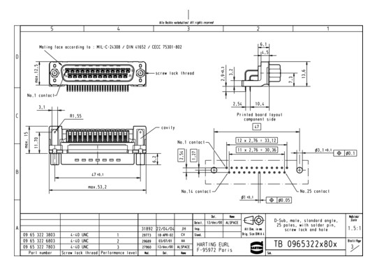 HART DSUB SVMASSDPANG73-254  09653226803 