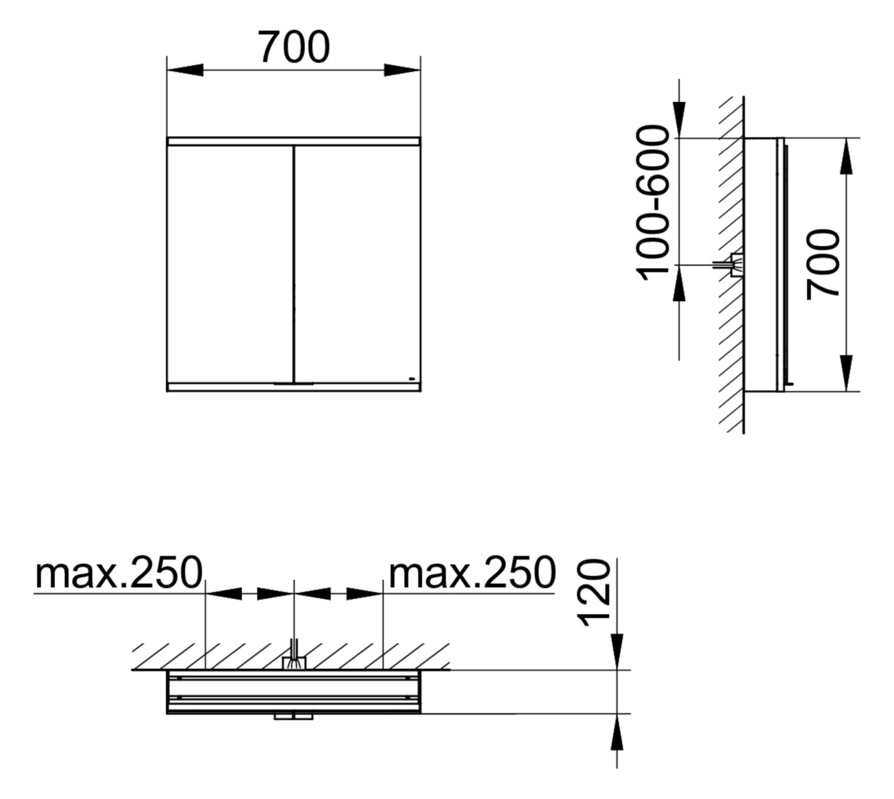 KEUCO Spiegelschrank Royal Modular 2.0 DALI 700 x 700 x 120 mm, 2 Steckdosen, Wandvorbau, 2 Türen, beleuchtet