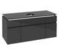 V&B Waschtischunterschrank Legato 120x55x50cm, Waschtisch mittig, mit LED-Beleuchtung, Glossy Grey