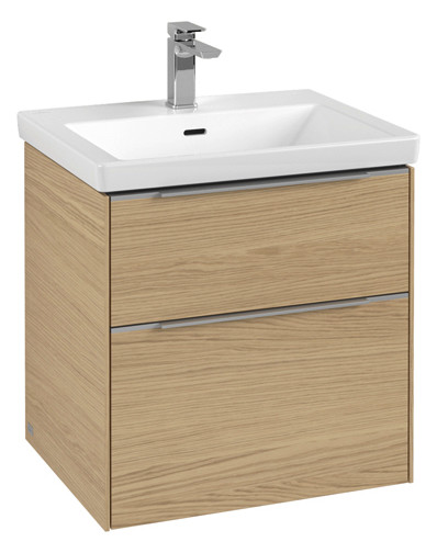 V&B Waschtisch-Unterschrank Subway 3.0 57,2x57,6x47,8cm, ohne LED/Griff Aluminium glänzend, nordic oak