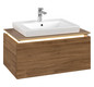 V&B Waschtischunterschrank Legato 80x38x50cm, Waschtisch mittig, mit LED-Beleuchtung, Kansas Oak