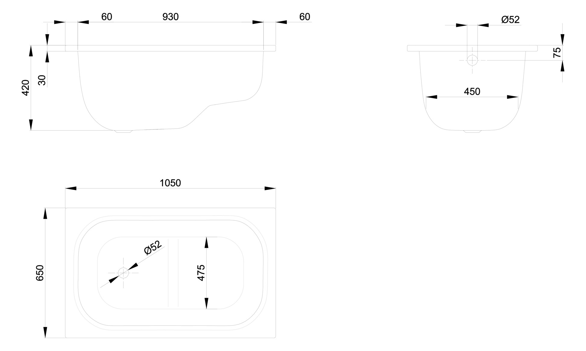 Badewanne 1050 BetteStep 105x65x42cm, jasmin