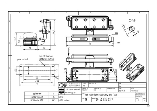 HART Anbaugehäuse Han 24B    09400240317 
