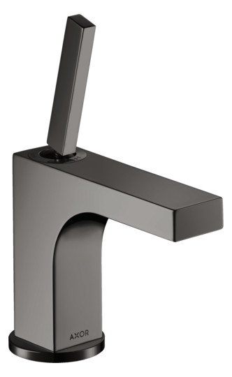 hansgrohe Waschtisch-Einhebelmischer Axor Citterio 90 Ausladung 110mm, mit Pin-Griff, Zugstangen-Ablaufgarnitur, für Handwaschbecken, polished black chrome