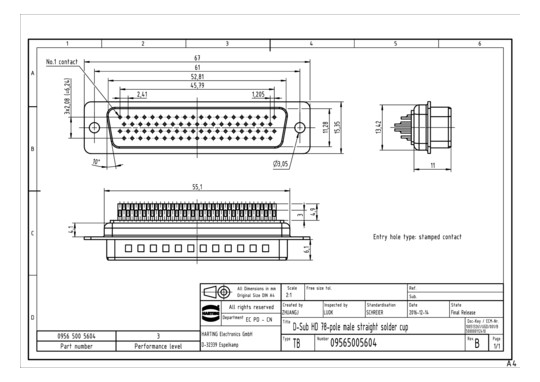 HART D SUB HD MA CRIMP SHELL 09565005604 