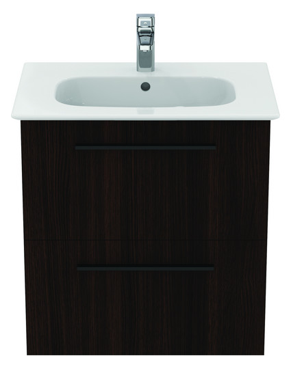 Ideal-Standard Möbelwaschtisch-Paket i.life A 64x46x64,5cm, 1 Hahnloch, Griff schwarz matt, coffee oak