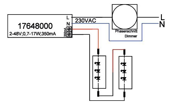 LED-Steuerung 0,7-17W 350mA 48V IP20 dim Dimmung Phasenabschnitt Kstgeh dyn