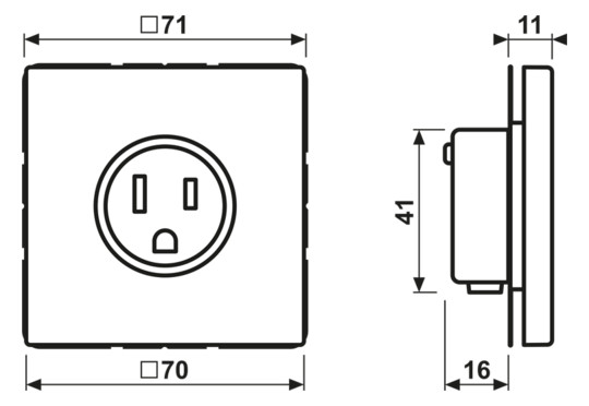 Steckdose 1f ver_59 mt UP USA/CA (NEMA 5-15) vert-59 IP20