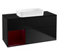 V&B Waschtisch-Unterschrank Finion 120x60,3x50,1cm, Regal links Peony, Black matt lacquer