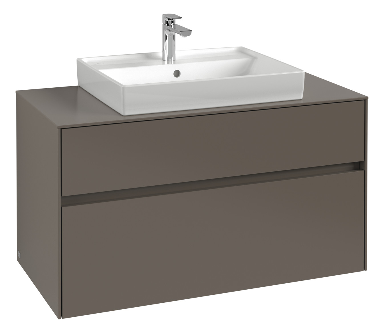 V&B Waschtischunterschrank Collaro 100x54,8x50cm, Waschtisch mittig, LED-Beleuchtung 7,3 W, white wood