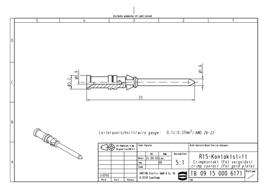 HART R 15 Kontaktstift-C Fe  09150006171 