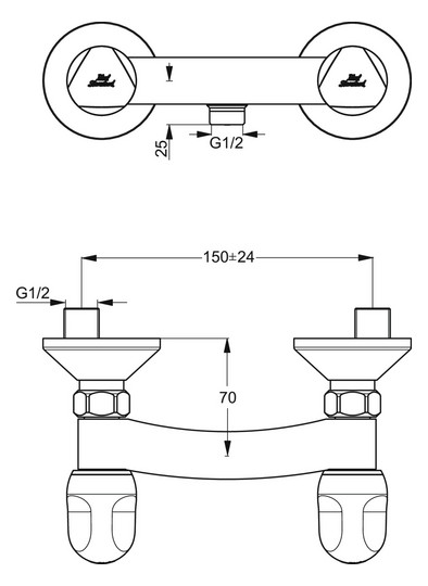 Ideal-Standard Brause-Zweigriff-Armatur Alpha AP, DN 15, verchromt