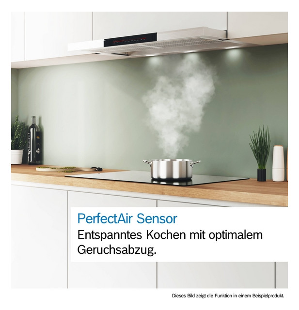 Deckendunstabzug 888mm ws A 56dB Ø150mm 450cbm/h LED 3st Abl/Uml T510mm