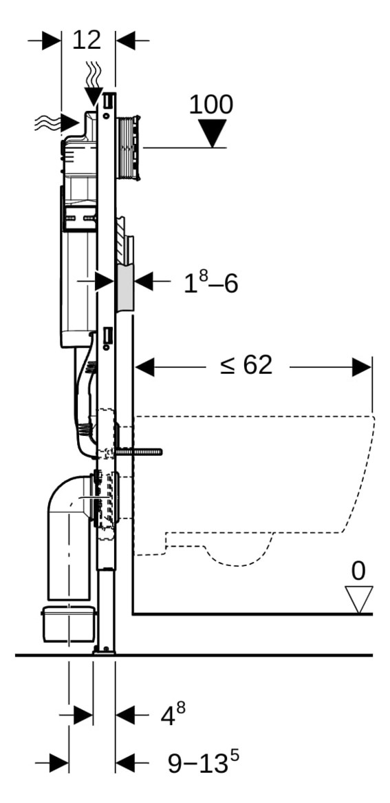 Geberit Wand-WC-Element Duofix für Sigma BH 112 cm, mit UP-Spülkasten 12cm, für Trockenbau