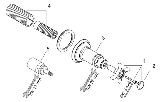 hansgrohe Fertigmontageset Axor Montreux UP-Absperrventil, mit Kreuzgriff, brushed nickel