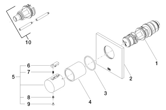 Dornbracht Fertigmontageset xTOOL UP-Thermostat, Thermostatmodul mit 1 Ventil, Messing gebürstet