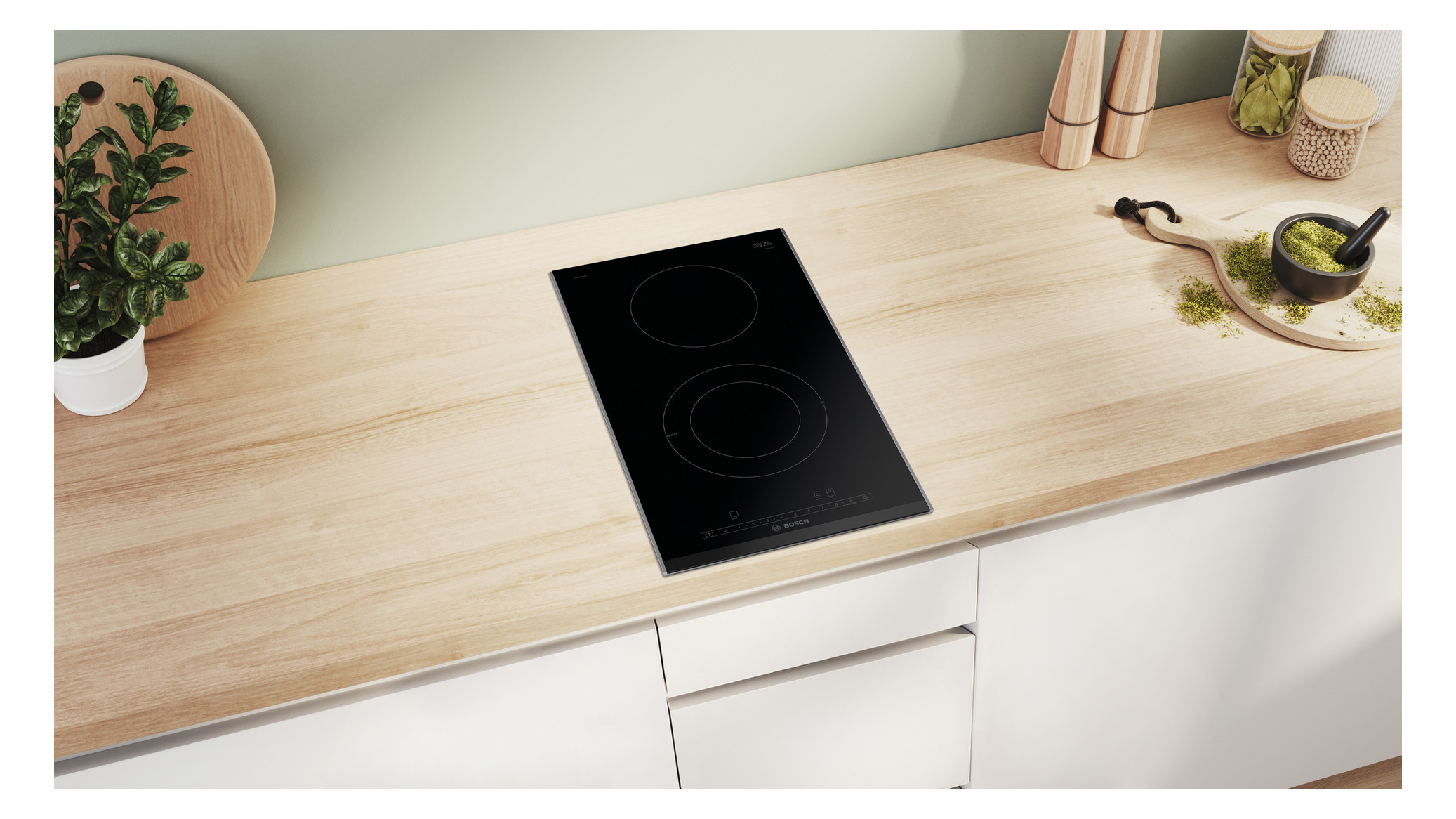 Glaskeramikfeld autark Alu Zweikreisz 306x527mm