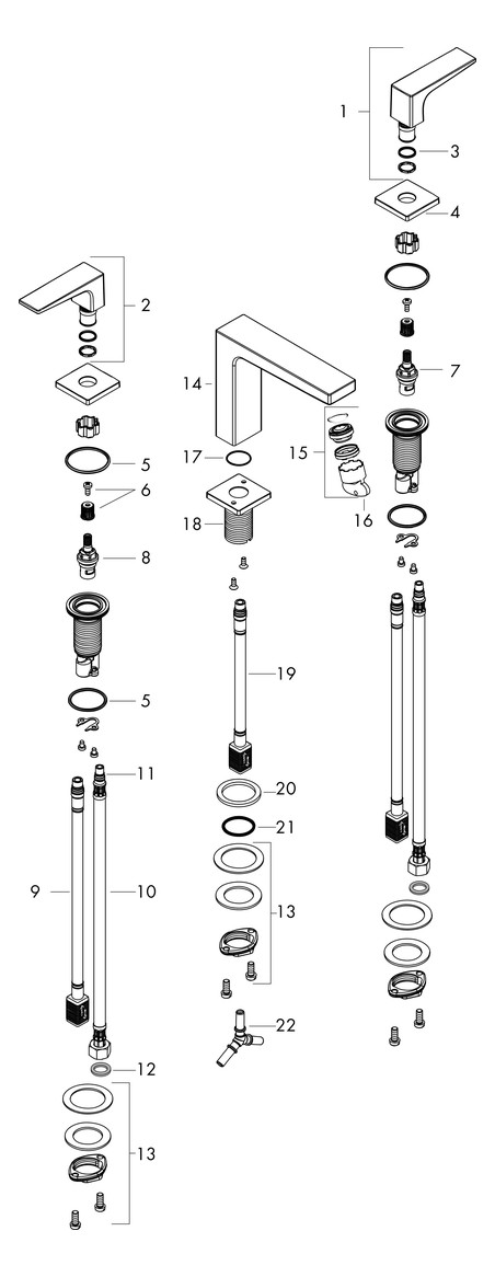 hansgrohe Waschtisch-3-Loch-Armatur 110 Metropol mit Hebelgriffen, Push-Open-Ablaufgarnitur, Ausladung 132mm, chrom