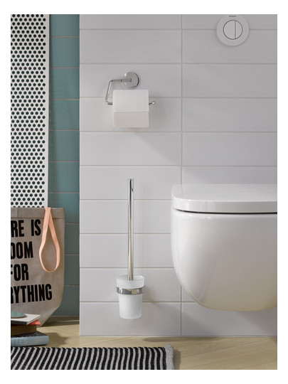 EMCO WC-Bürstengarnitur Round chrom, Wandmodell, Behälter Kristallglas satiniert