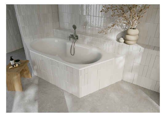 6-Eck-Badewanne BetteMetric 6841 Glasur, natura, 206x90x45cm, Fußende links, Überlauf vorne