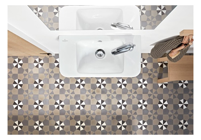 V&B Handwaschbecken O.Novo 50x37cm, eckig, mit Hahnloch, mit Überlauf, weiß AntiBac C-plus