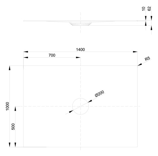 Bette Duschfliese PLUS BetteAir 1400 x 1000 mm, flint, Rechteck, glasierter Titan-Stahl