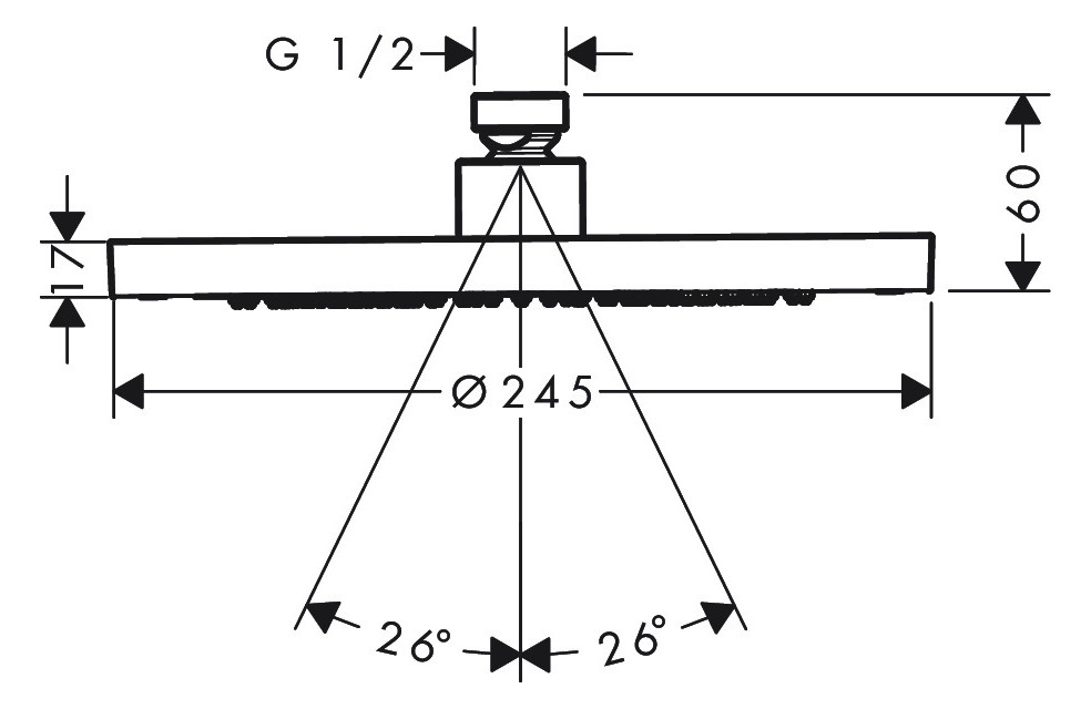 hansgrohe Kopfbrause EcoSmart plus Axor Decken- oder Wandmontage, 245mm, 1jet, chrom