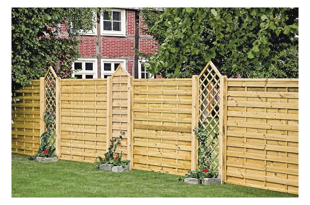 Bild Maxi-Massiv-Zaun 180x120cm Rahmen 45/45mm kdi grün Lamellen geriffelt & geschrau - n.a.-1