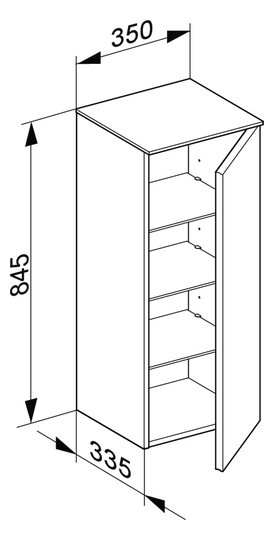 KEUCO Mittelschrank Royal Reflex 35x84,5x33,5cm, 1-türig, rechts, anthrazit/anthrazit