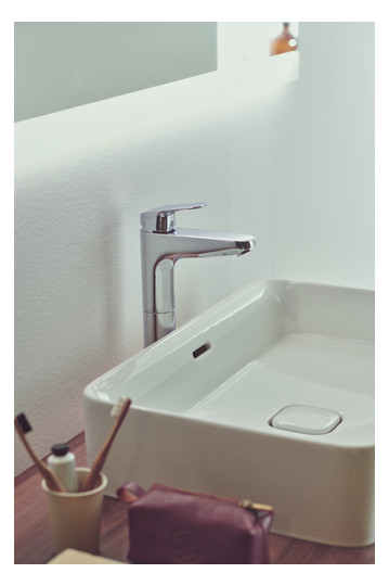 Ideal-Standard Waschtisch-Einhebelmischer CeraFlex chrom, verlängerter Sockel, mit Ablaufgarnitur, Ausladung 140mm