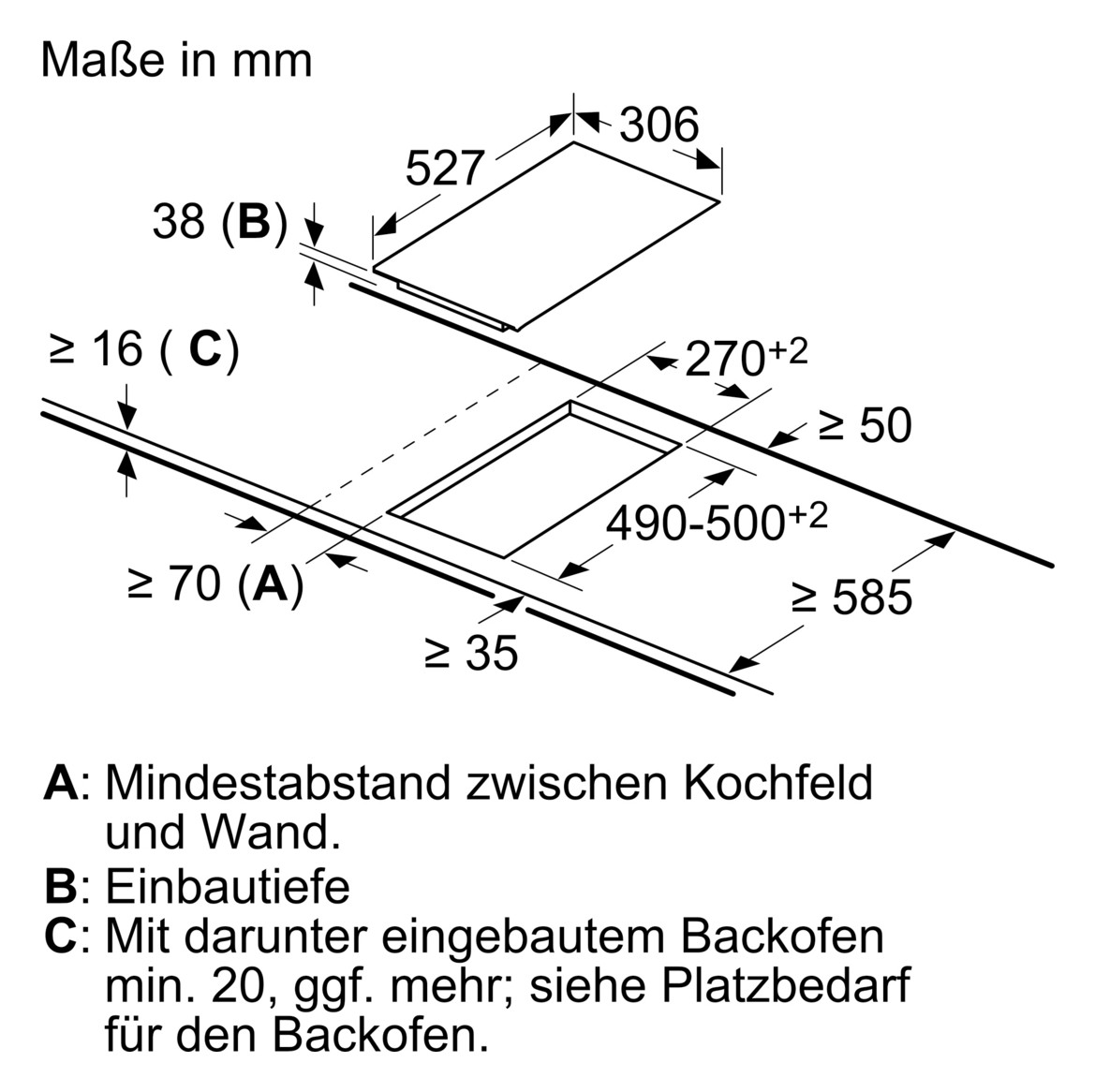 Glaskeramikfeld autark Alu Zweikreisz 306x527mm
