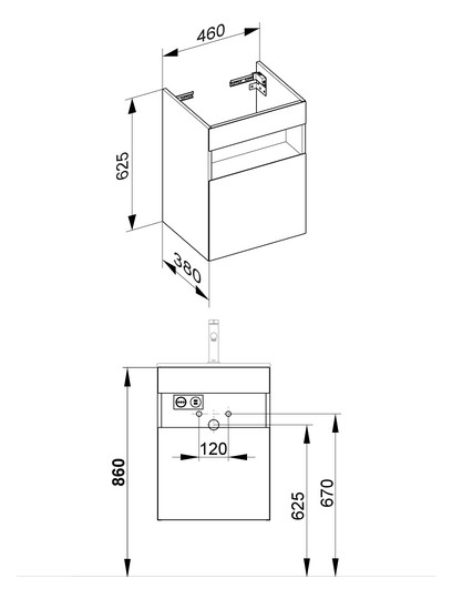 KEUCO Waschtisch-Unterschrank Stageline 46x62,5x38cm, mit Elektrik, links, Dekor Vulkanit, Glas Vulkanit satiniert