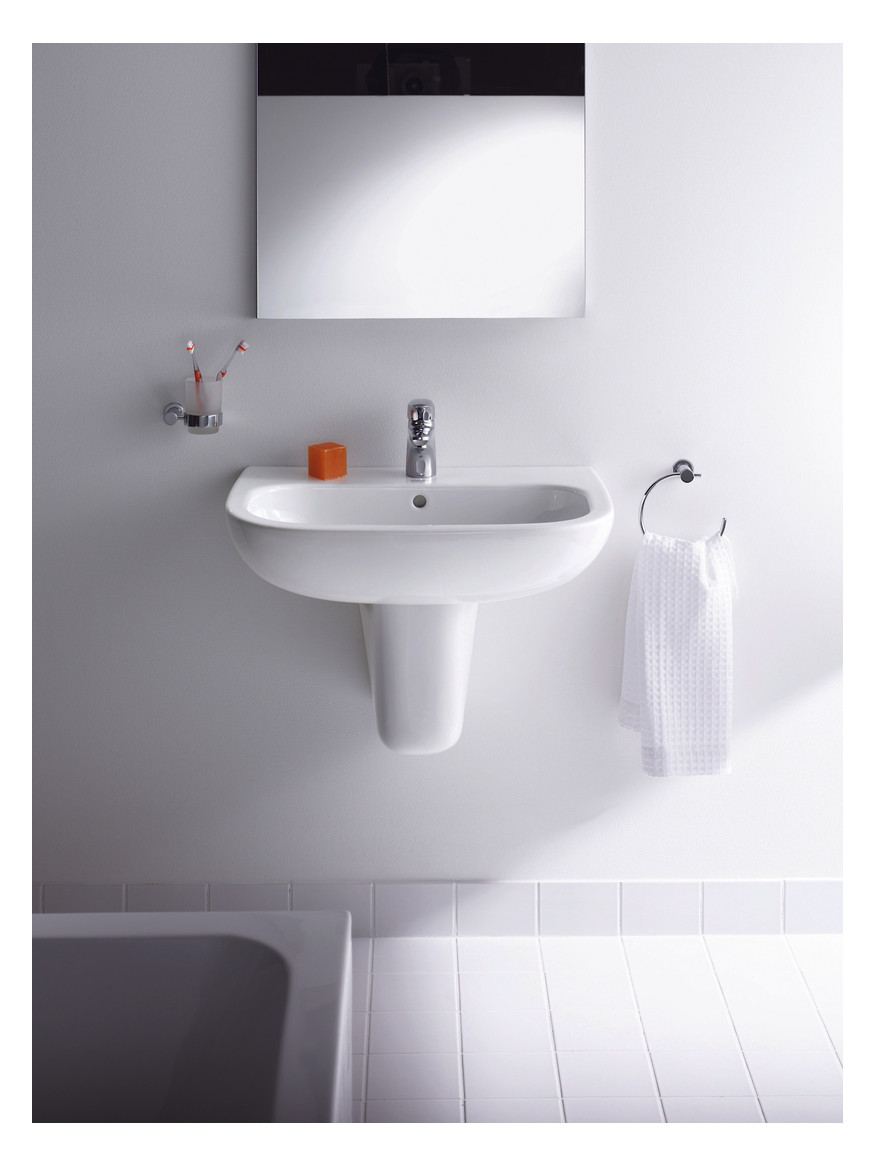 Duravit Waschtisch D-Code 60 x 46 cm, mit Hahnloch, Überlauf, Hahnlochbank, weiß