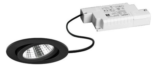 LED-Einbaustrahler 6W 3000K 630lm Konv sw mt 1LED Alu IP20 RF:hochglänzend