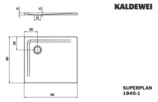 Kaldewei Duschwanne SUPERPLAN 1840-1 80x90x2,5cm, Invisible Grip, warm grey50