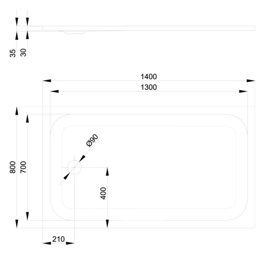 Duschwanne BetteUltra 5804 140x80x3,5cm, Glasur, capri