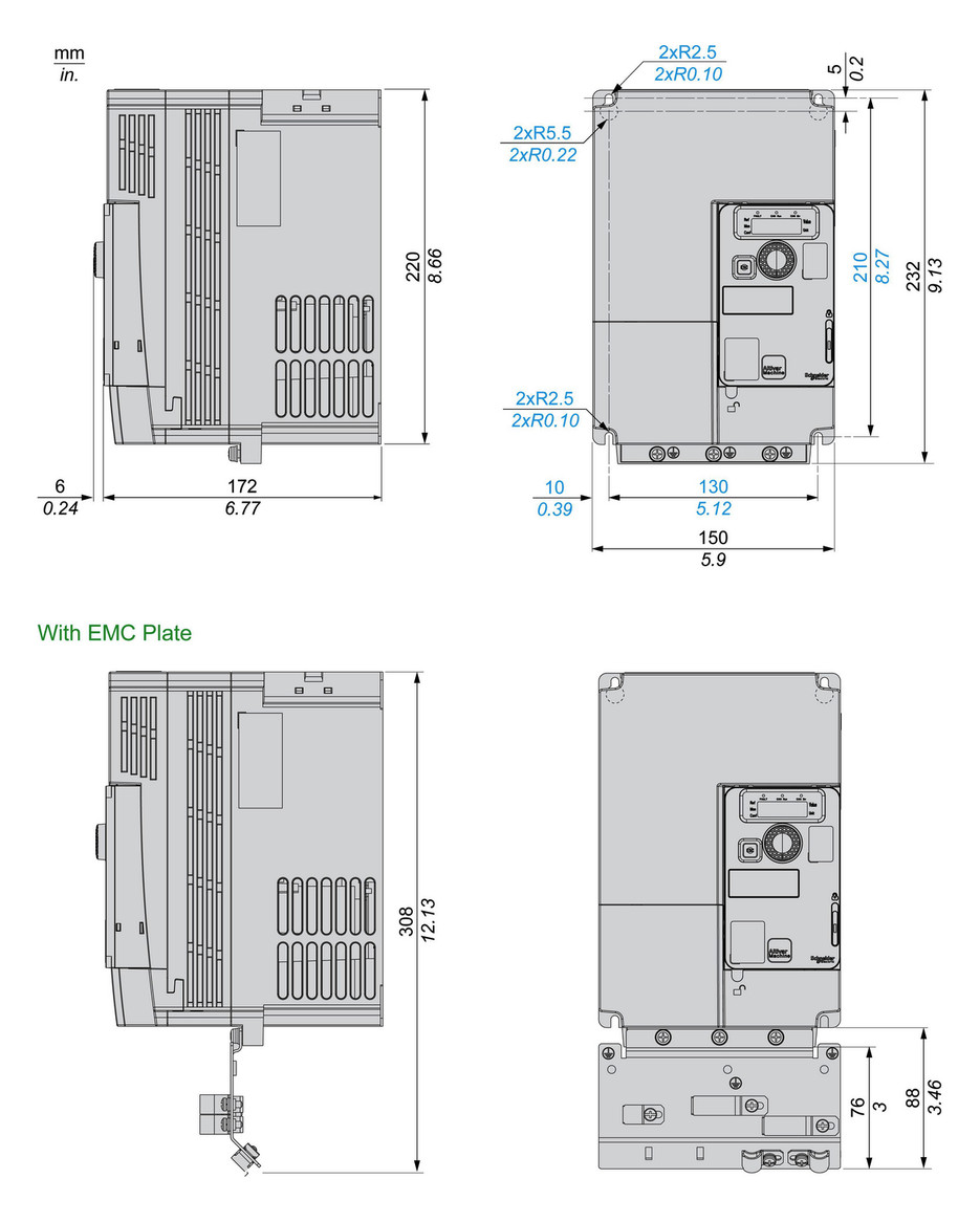 Frequenzumrichter lin=6kW ALTIVAR A3ph 200-240V E3ph 599Hz 50/60Hz IP20 5%F