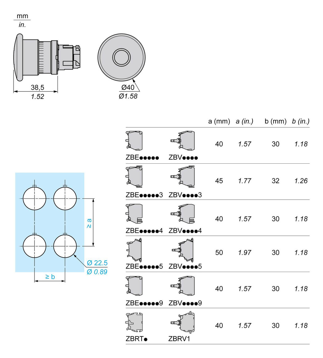Frontelement für Not-Aus Ø22,5mm rt rnd IP66 hoch Schaltfunktion verrastend Zug