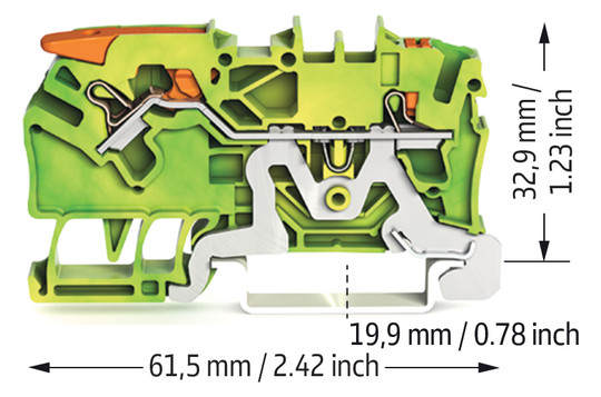 Schutzleiter-Reihenklemme 0,25-4qmm gn/ge 1Etage Hutschiene TH35