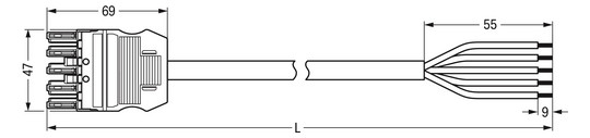 Systemverbindung 5p Serie 771 H05VV-F gr 1,5qmm 5x1,5qmm L1000mm Buchse fr.Ende